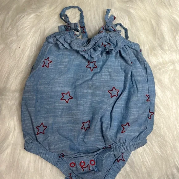 Cat & Jack Newborn Baby Girl Little Star Chambray Style Tank Top Romper❤️ - Picture 2 of 5
